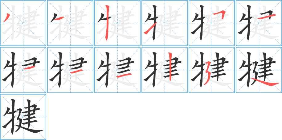 犍字的分步写法