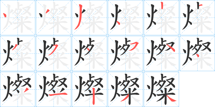 燦字的分步写法