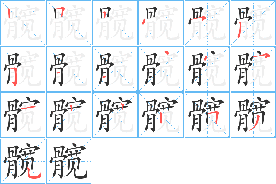 髋字的分步写法