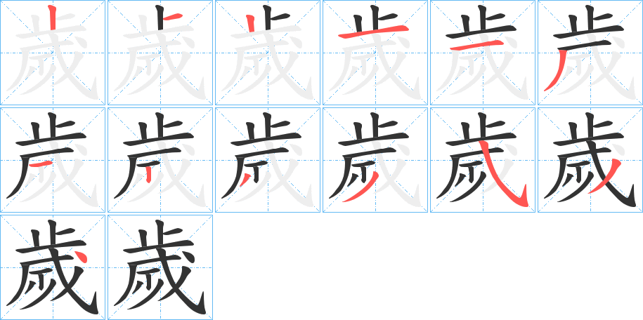 歲字的分步写法