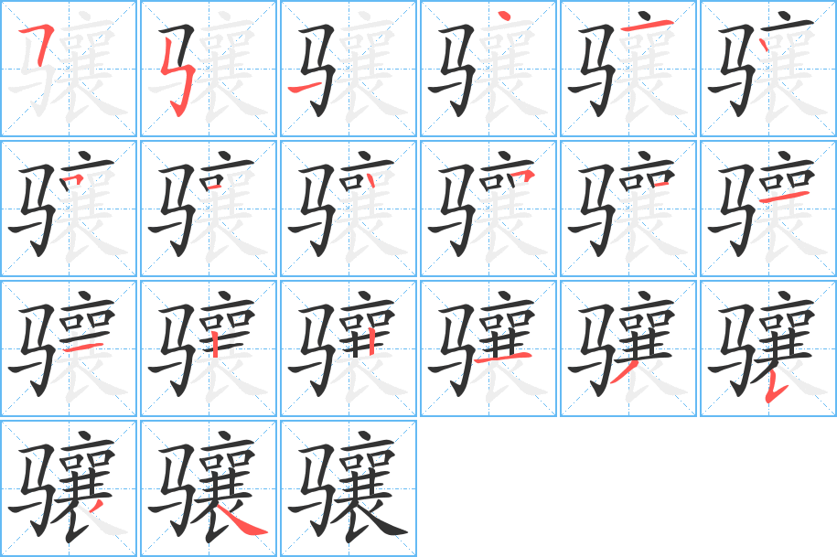 骧字的分步写法