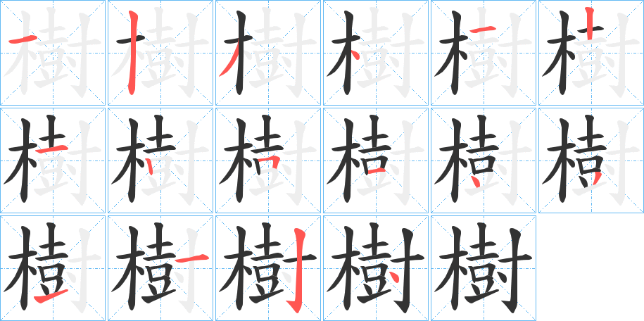 樹字的分步写法