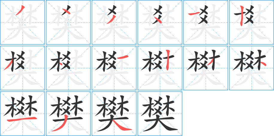 樊字的分步写法