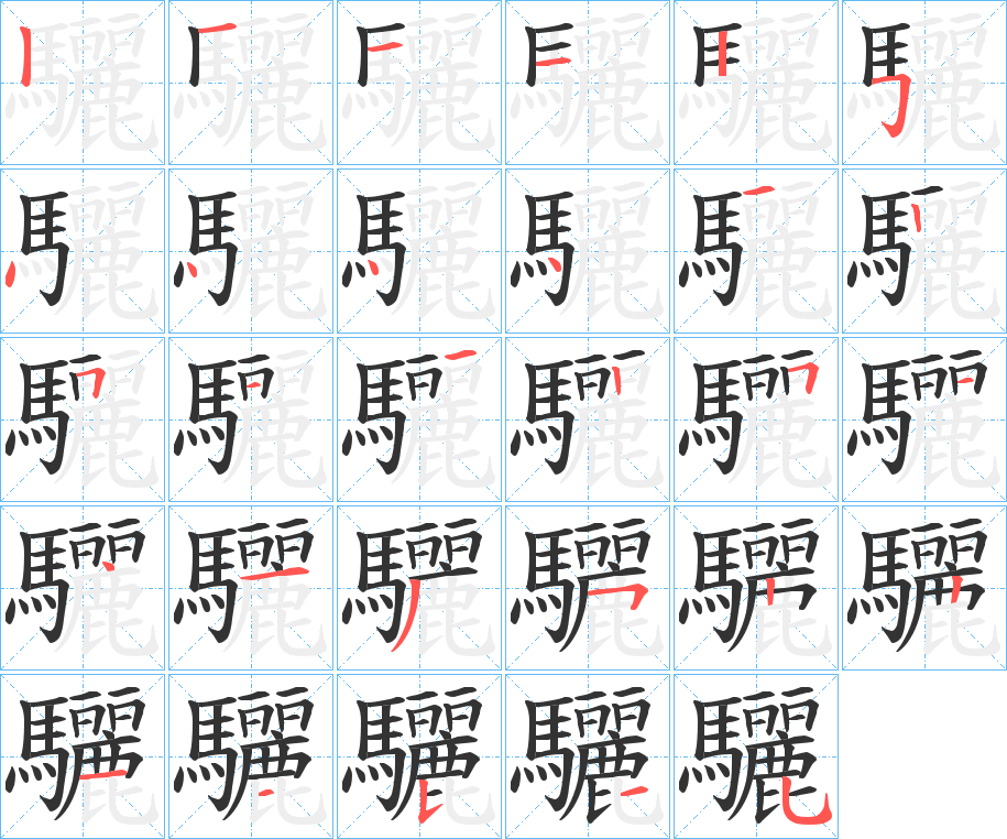 驪字的分步写法