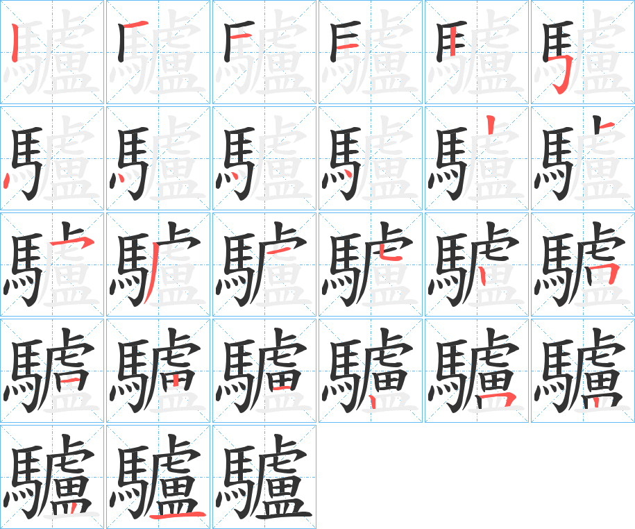 驢字的分步写法