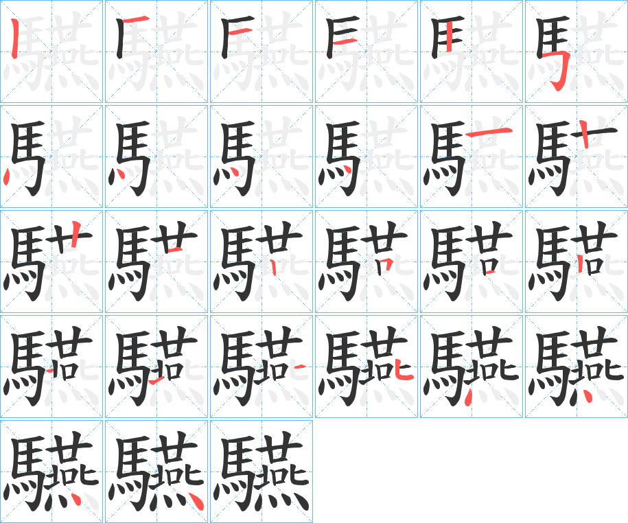 驠字的分步写法