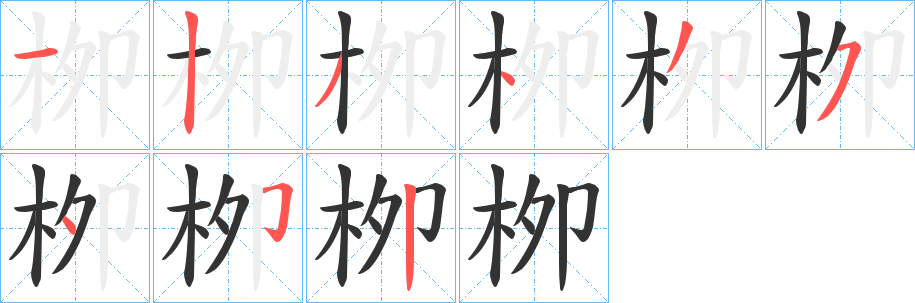 栁字的分步写法