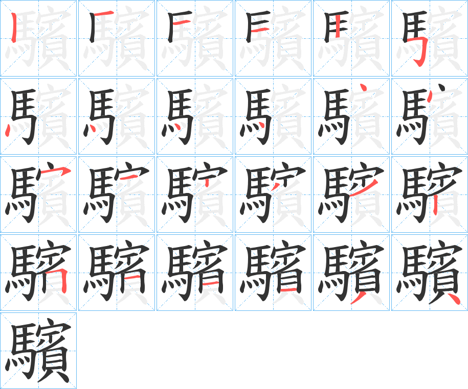 驞字的分步写法