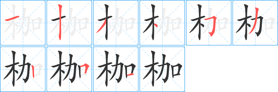 枷字的分步写法