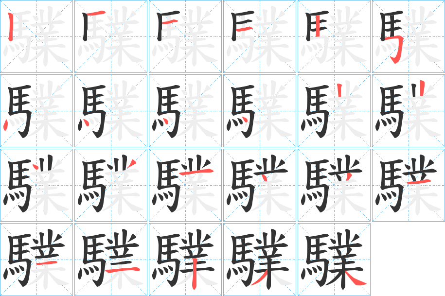 驜字的分步写法
