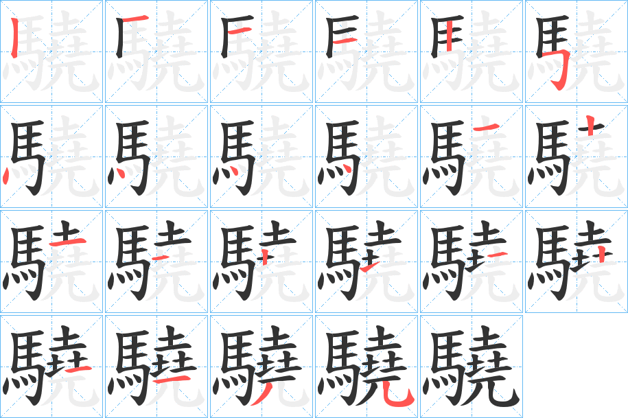 驍字的分步写法