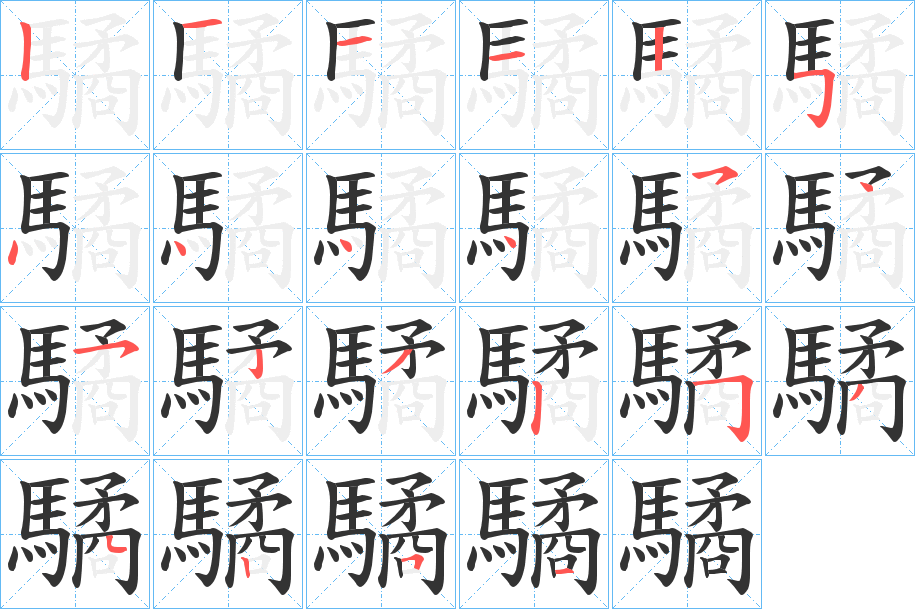 驈字的分步写法