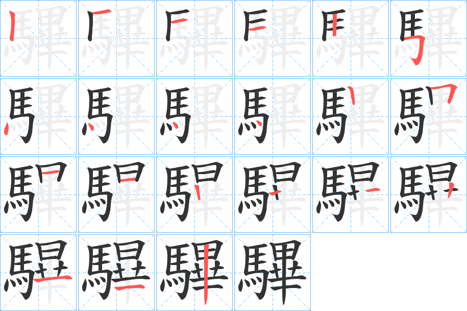 驆字的分步写法