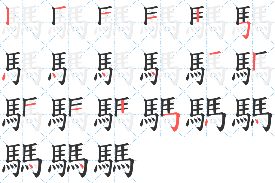 騳字的分步写法