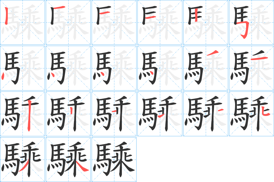 騬字的分步写法