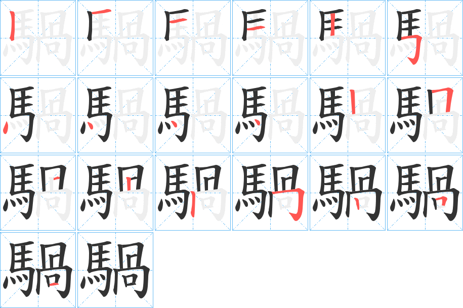 騧字的分步写法