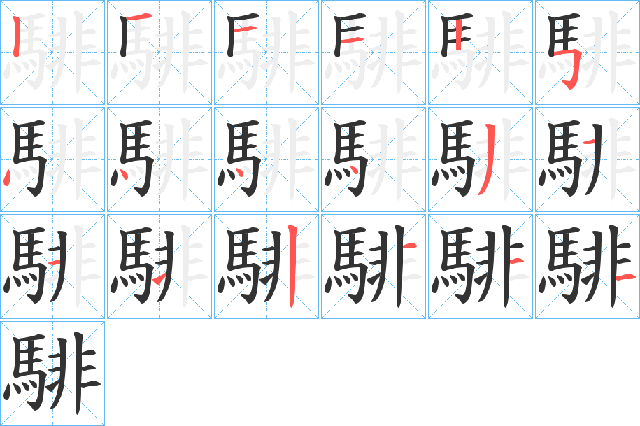 騑字的分步写法