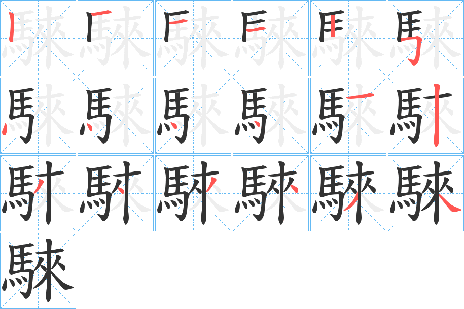 騋字的分步写法