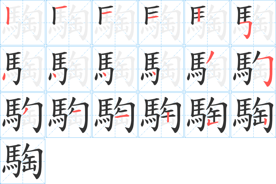 騊字的分步写法