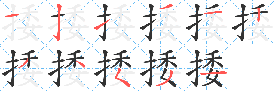 捼字的分步写法