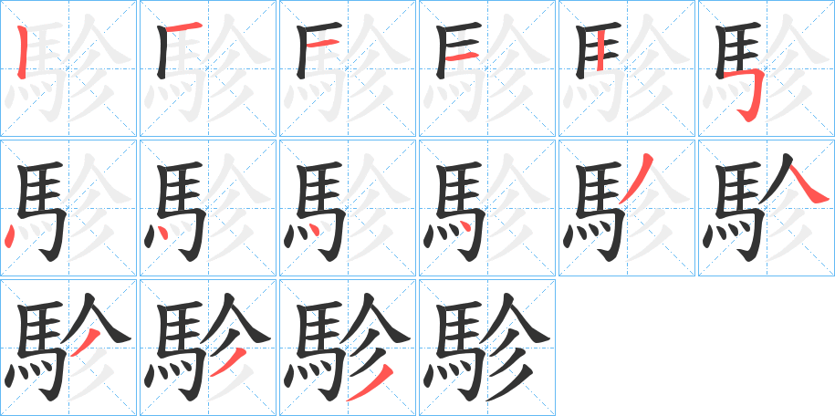 駗字的分步写法