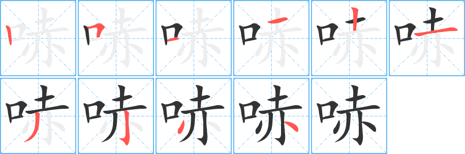 哧字的分步写法