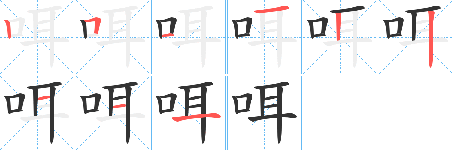 咡字的分步写法