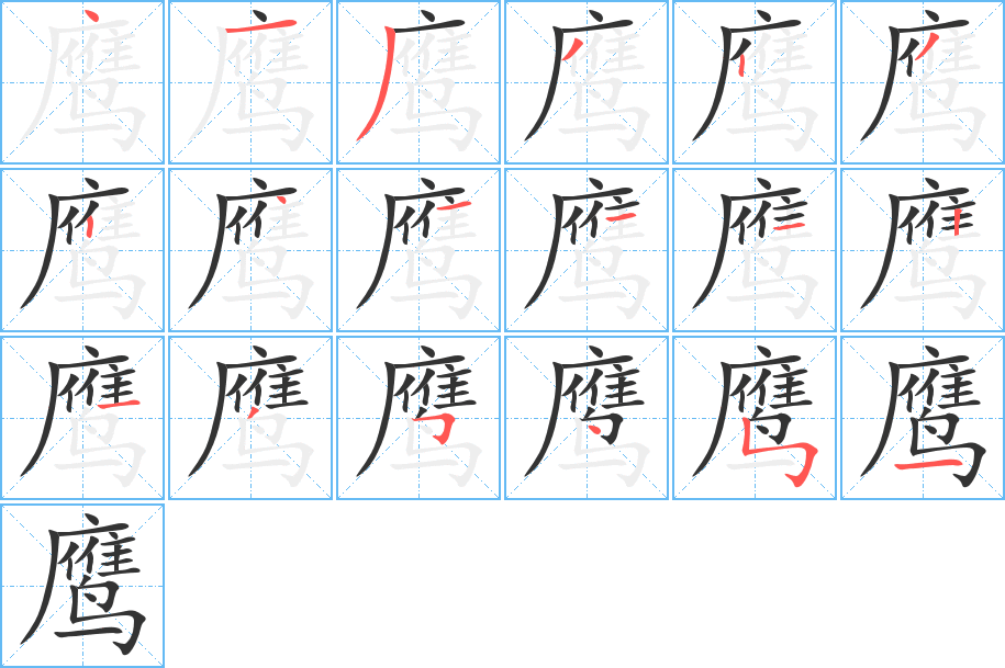 鹰字的分步写法