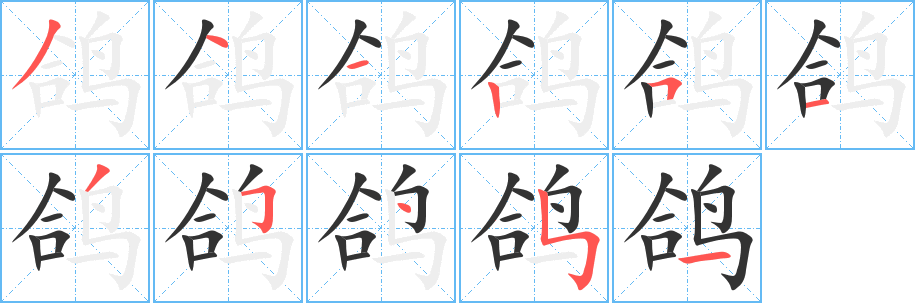 鸽字的分步写法