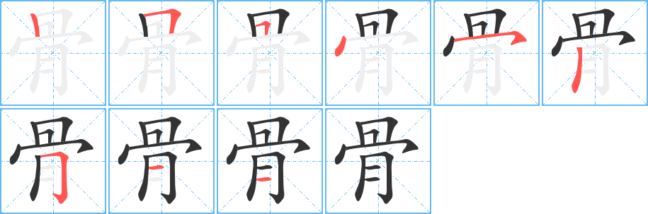 骨字的分步写法