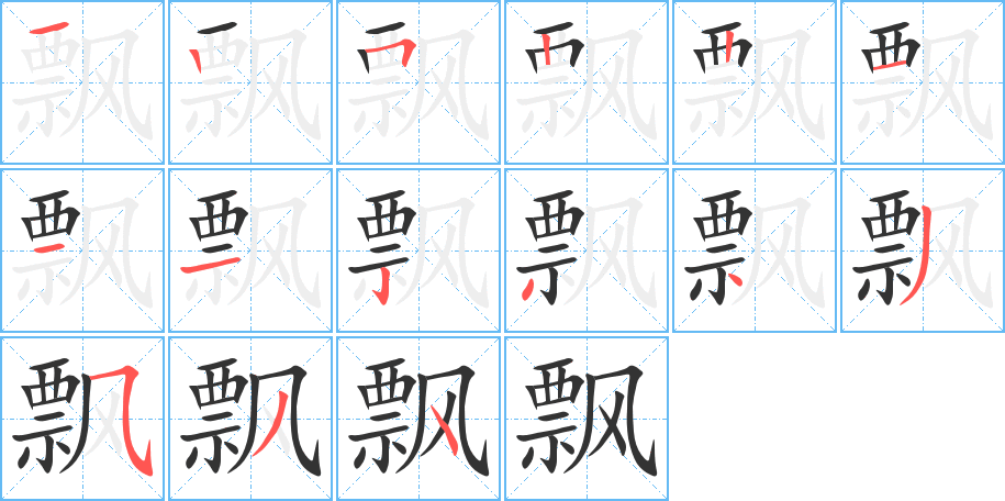 飘字的分步写法