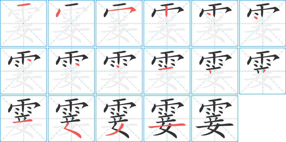 霎字的分步写法