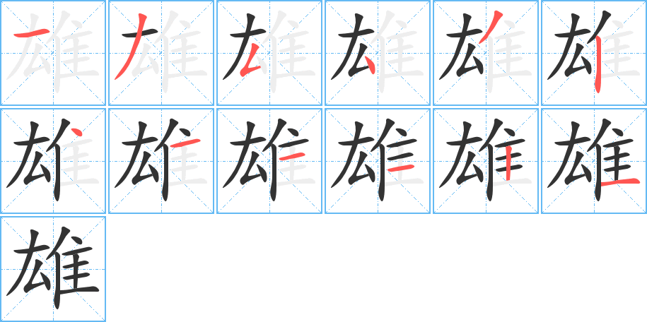 雄字的分步写法