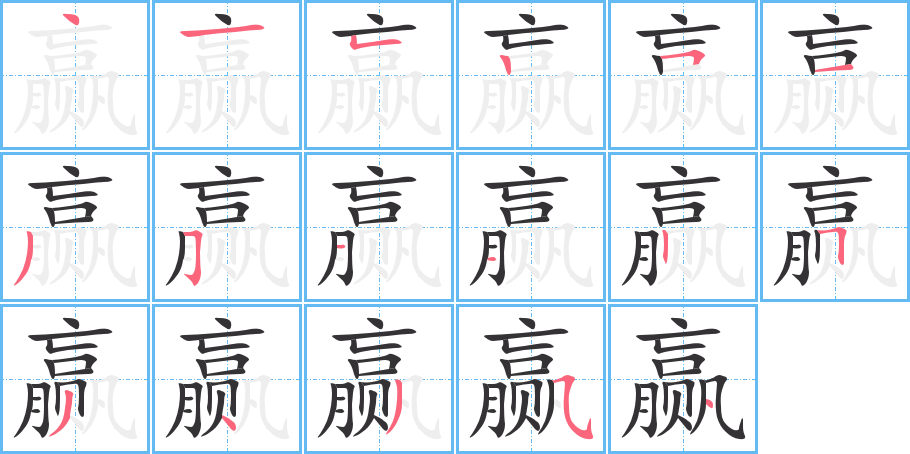 赢字的分步写法