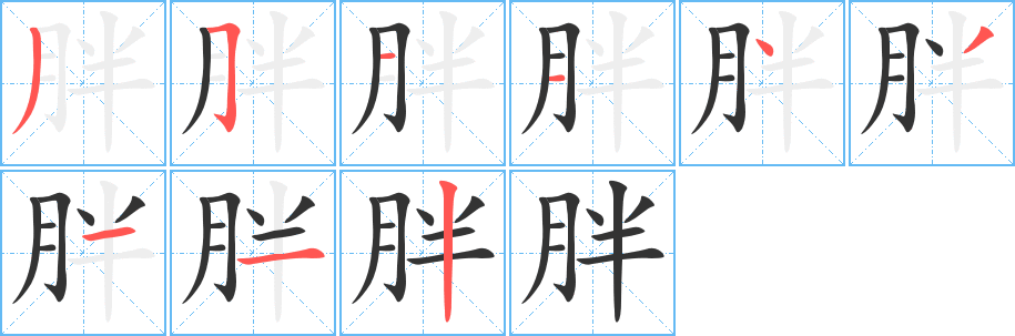 胖字的分步写法