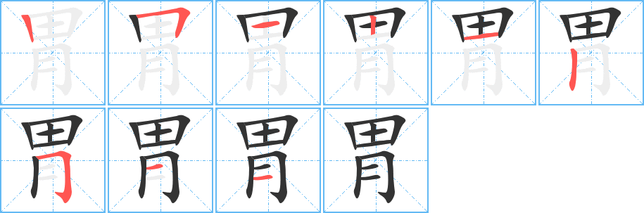 胃字的分步写法