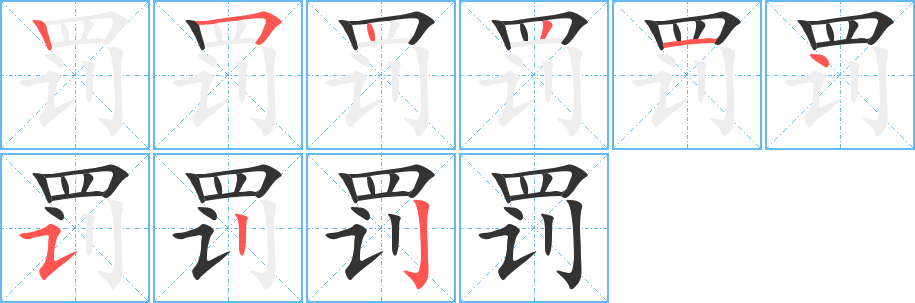 罚字的分步写法