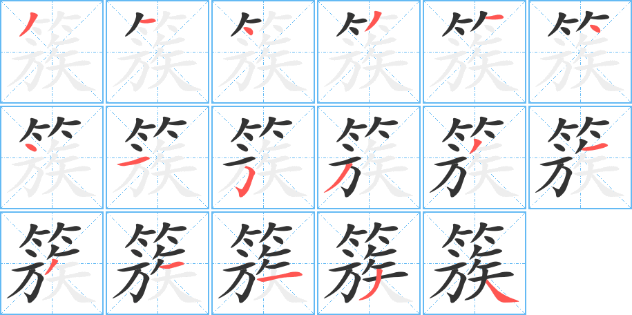 簇字的分步写法