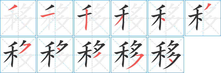 移字的分步写法