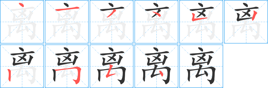 离字的分步写法