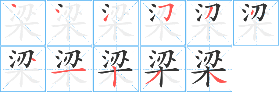 梁字的分步写法