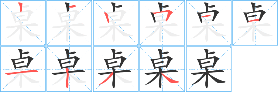 桌字的分步写法
