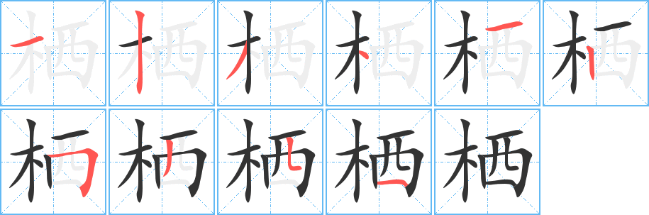 栖字的分步写法
