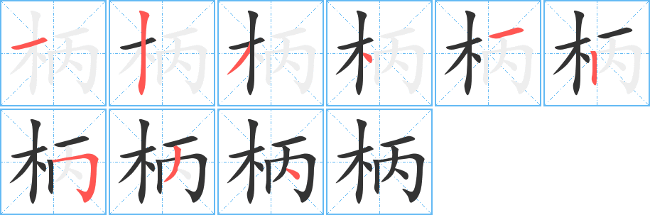 柄字的分步写法