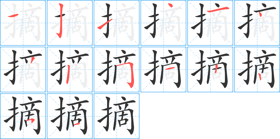摘字的分步写法