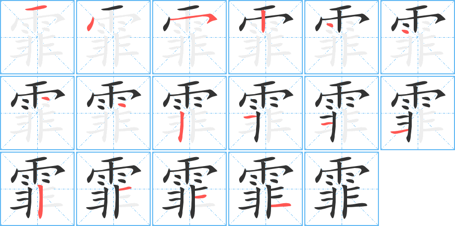 霏字的分步写法