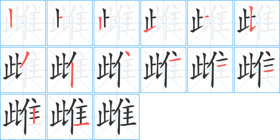 雌字的分步写法