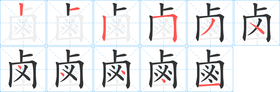 鹵字的分步写法
