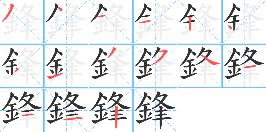鋒字的分步写法