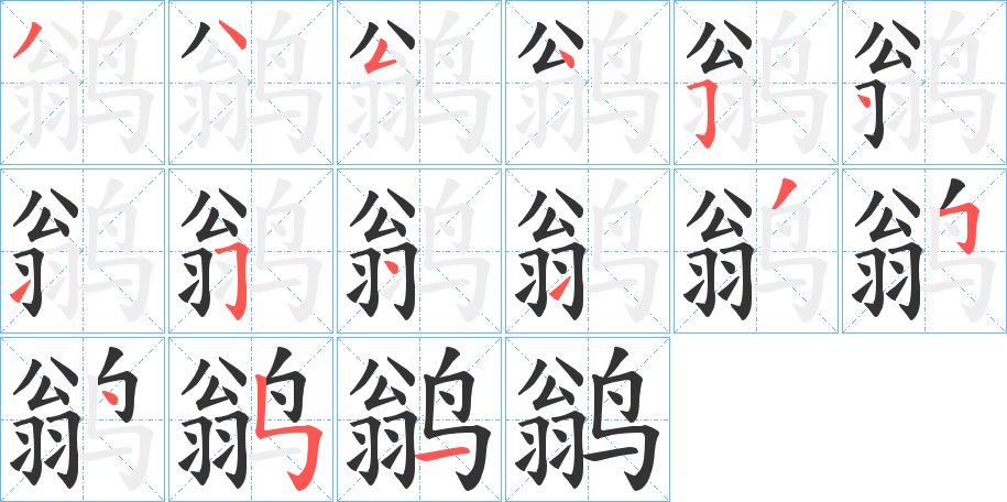 鹟字的分步写法